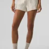 Winter Bliss Shorts mit Zopfmuster – Elfenbein