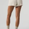 Winter Bliss Shorts mit Zopfmuster – Elfenbein