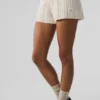 Winter Bliss Shorts mit Zopfmuster – Elfenbein