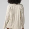 Winter Bliss Strickjacke mit Zopfmuster – Elfenbein