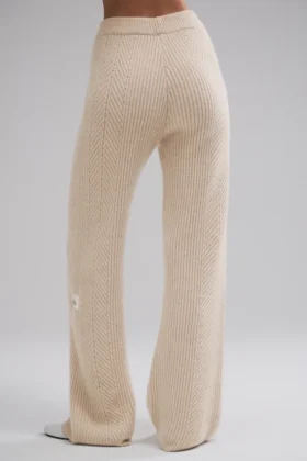 Winter Magic Kaschmir-Hose mit weitem Bein – Birch Heather