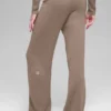 Woll-Kaschmir-High-Waist-Hose mit weitem Bein im New-Class-Stil – Chai Latte