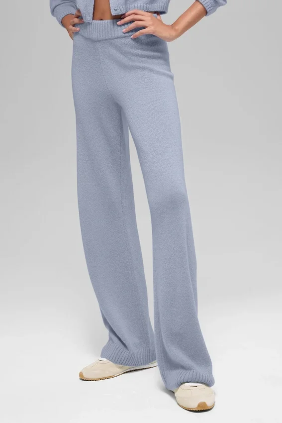 Woll-Kaschmir-High-Waist-Hose mit weitem Bein – New Class – Winter Frost