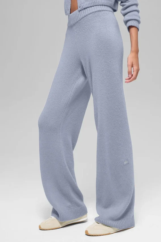 Woll-Kaschmir-High-Waist-Hose mit weitem Bein – New Class – Winter Frost