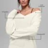 Woll-Kaschmir-Pullover „New Class“ mit V-Ausschnitt in Oversize-Passform – Elfenbein