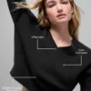 Woll-Kaschmir-Pullover „New Class“ mit V-Ausschnitt – kurz geschnitten – Schwarz