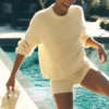 Woll-Kaschmir-Pullover „Noble“ mit Rundhalsausschnitt und Rippbündchen – Candlelight Yellow