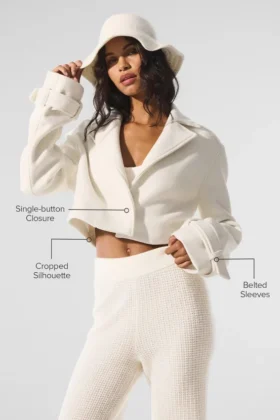 Woll-Trenchcoat „Cropped Metro“ – Elfenbein