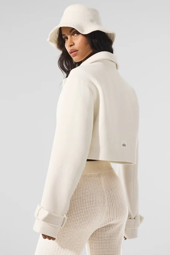 Woll-Trenchcoat „Cropped Metro“ – Elfenbein