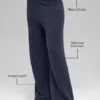 Wolle-Kaschmir-High-Waist-Hose mit weitem Bein – Navy
