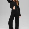 Wool Cashmere New Class Cropped Cardigan – Schwarz