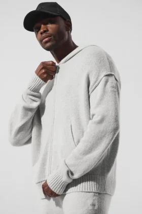 Wool Cashmere New Class Full Zip Hoodie – Pearl Grey Heather