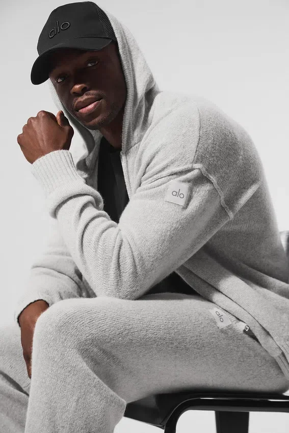Wool Cashmere New Class Full Zip Hoodie – Pearl Grey Heather