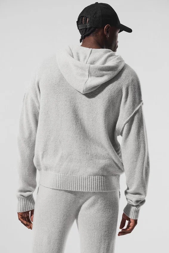Wool Cashmere New Class Full Zip Hoodie – Pearl Grey Heather