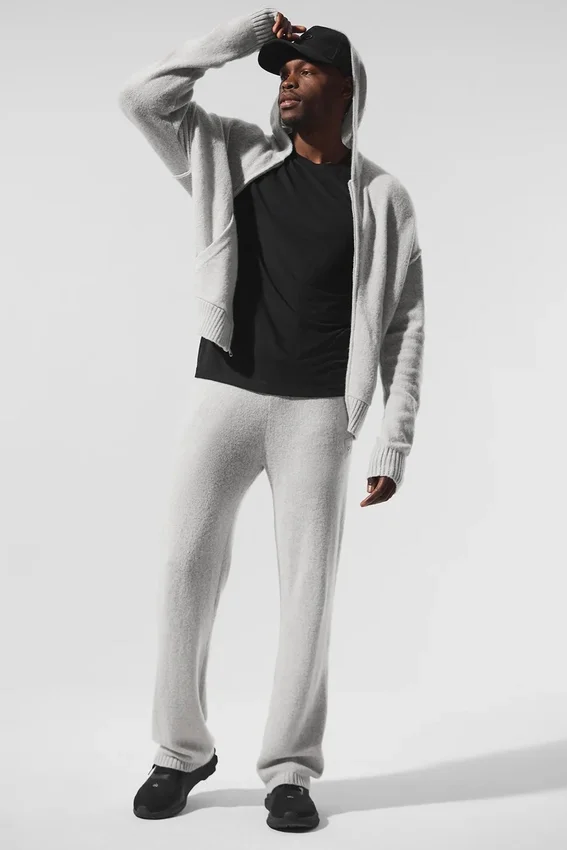 Wool Cashmere New Class Full Zip Hoodie – Pearl Grey Heather