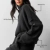 Wool Cashmere New Class Pullover mit 1/4-Reißverschluss – Schwarz