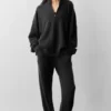 Wool Cashmere New Class Pullover mit 1/4-Reißverschluss – Schwarz
