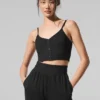 Zartes Lounge-Top mit Rippmuster – Schwarz